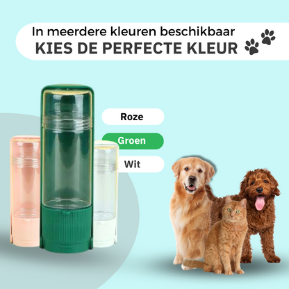 Handige 3-in-1 Draagbare Waterfles/Drinkbeker voor Honden en Katten - Groen - 270ml Water & 80ml Voedsel - Ideaal voor Drinken en Voeding onderweg - Lekvrij en Draagbaar